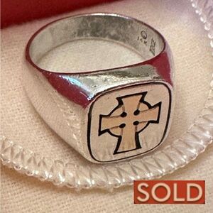 ❌SOLD❌ Retired James Avery 14K Gold & 925 Silver Celtic Cross Ring - Sz 10.5